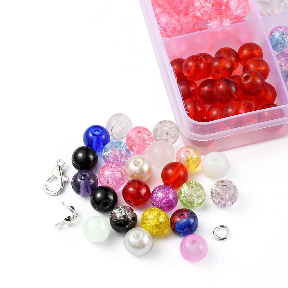 1set Bracelet Necklace Making Kit Including Glass Beads Alloy Clasps Brass Jump Rings Mixed color 600pcs/set