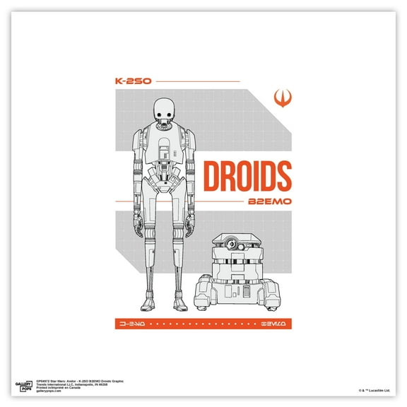 Gallery Pops Star Wars: Andor - K-2SO B2EMO Droids Graphic Wall Art, Unframed Version, 12" x 12"