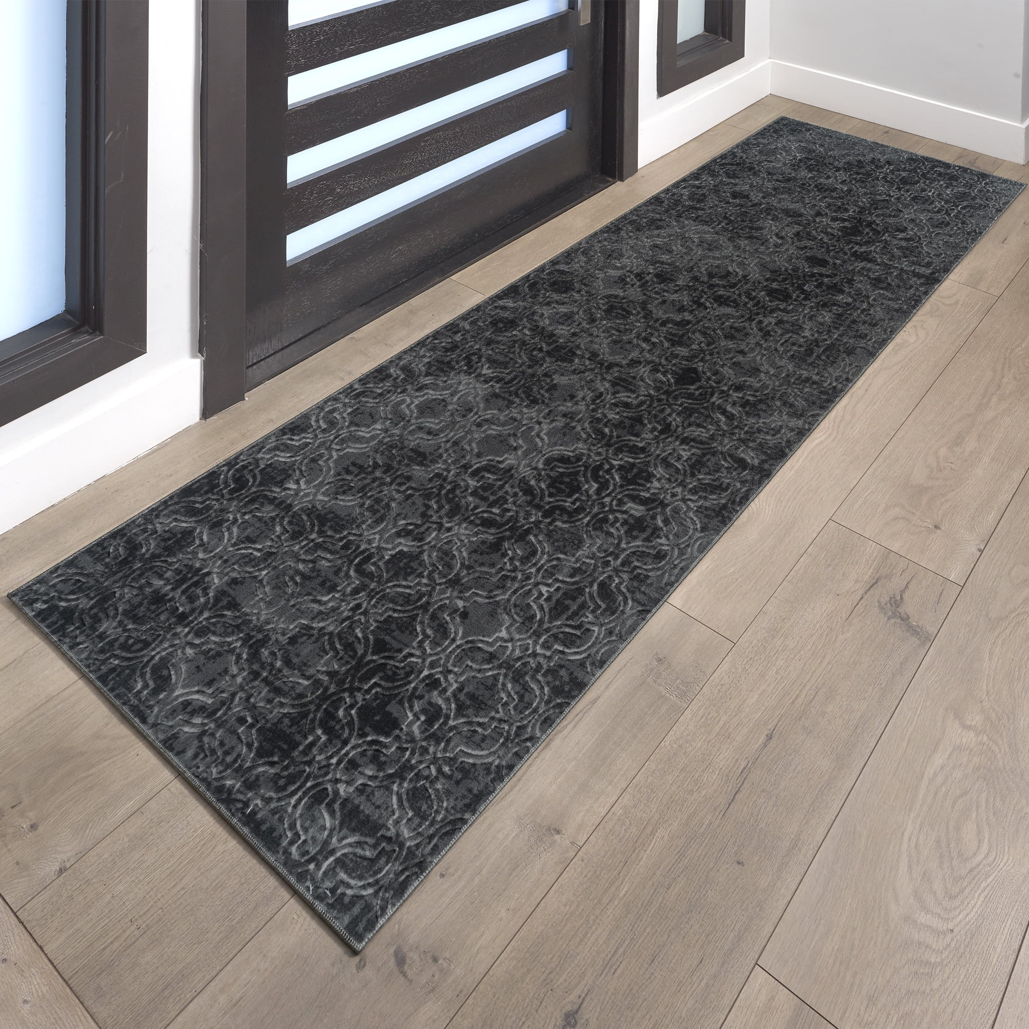 Shadow Thandi Transitional Geometric Charcoal Area Rug, 2x6
