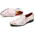 thumbnail image 5 of Santimon Men Dress Shoes Embroidered Floral Loafers Slip On Wedding Party Formal Shoes Pink 12.5 US, 5 of 8