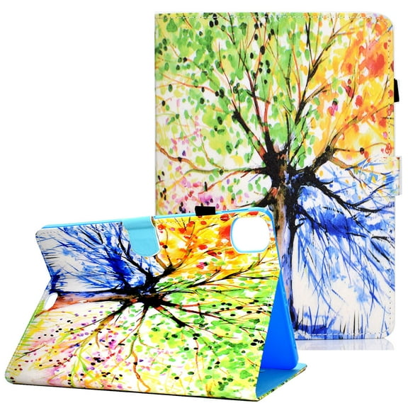 iPad Pro 11" 2020 Case, Allytech PU Leather Corner Protection Auto Sleep Wake Cards Slots Folio Shockproof Multi Angle Viewing Stand Case Cover for Apple iPad Pro 11 2nd Generation, Colorful Tree