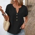 thumbnail image 5 of Besolor Plus Size Tops for Women Summer V Neck Button Short Sleeve Shirts Casual Loose Dressy Blouses Tee, 5 of 6