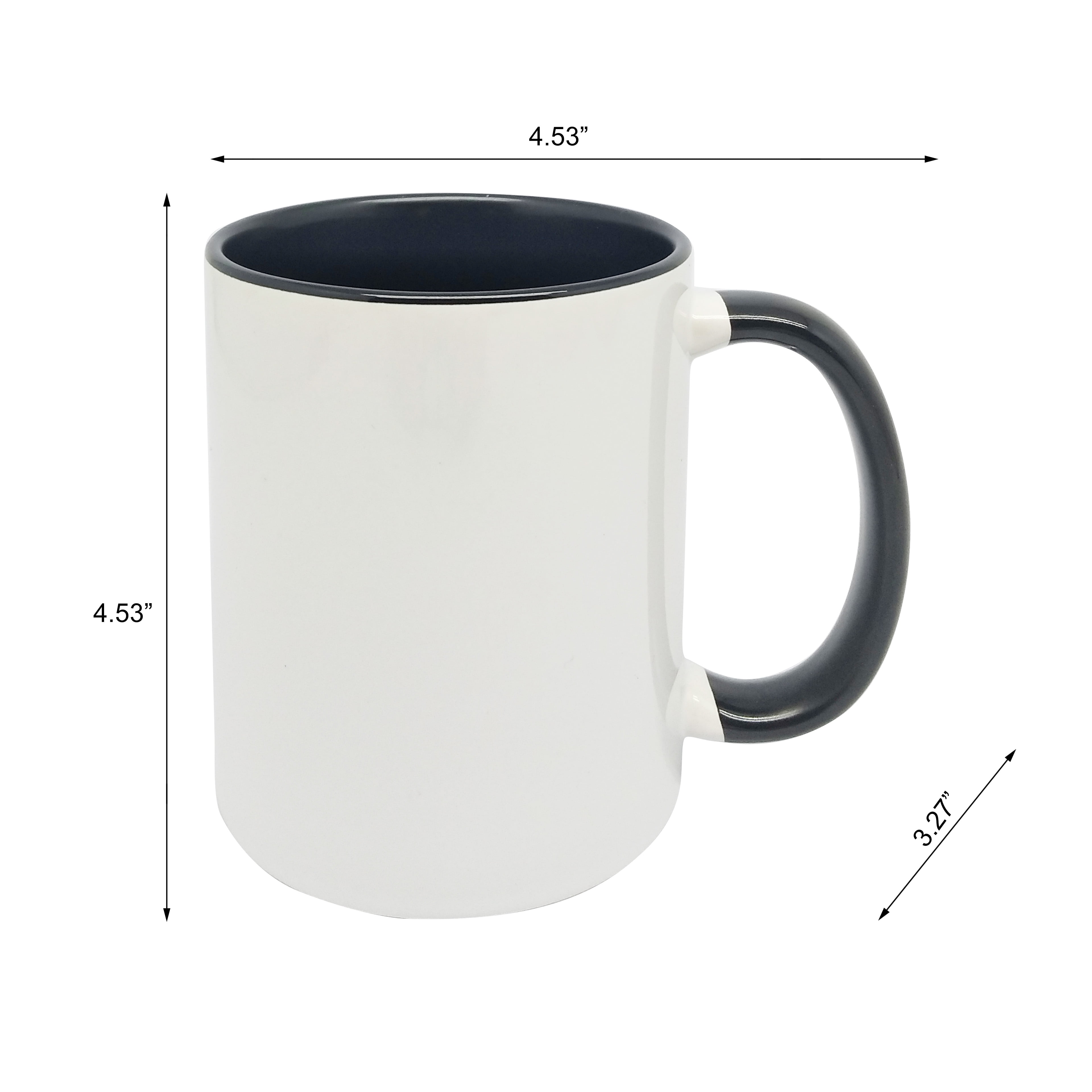11.8oz Two-Tone Sublimation Mugs by Make Market – White Exterior & Black Interior Ceramic Blanks for Heat Transfer - Personalized Gifts & Custom Drinkware - 6 Pack