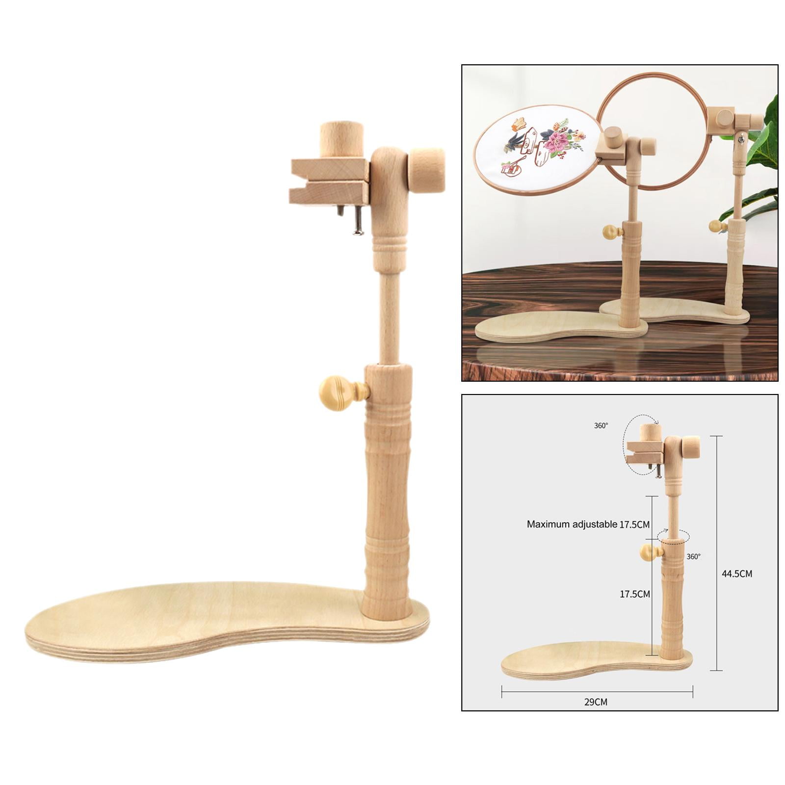 Abbraccia Embroidery Hoop Stand, Adjustable Beech Wood Embroidery Hoop Holder Frame, Rotated Needlepoint Holder Stand for Sewing Needlework - 29x44.5cm