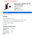 thumbnail image 2 of Washer Pump - Compatible with 1992 - 1995 Chevy G20 1993 1994, 2 of 2