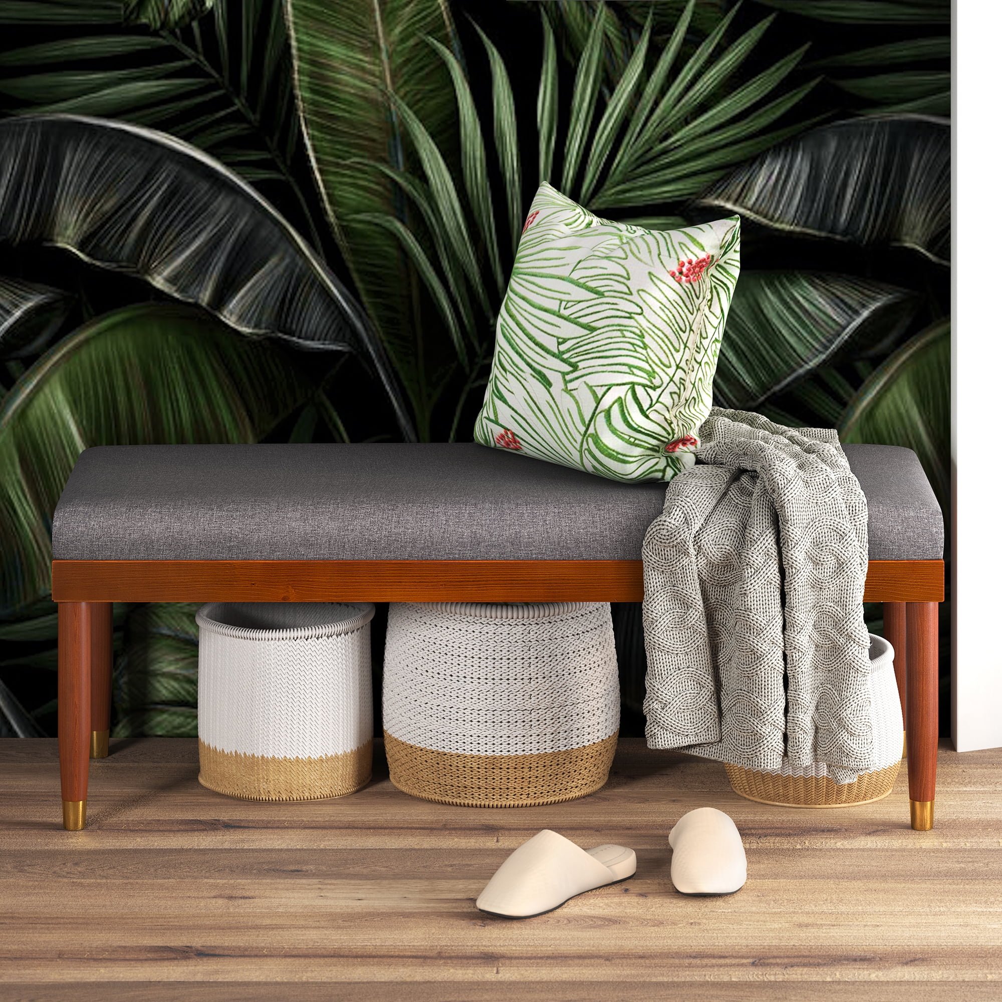 Zinus Raymond 48" x 18" Upholstered Bench, Gray