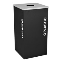 Ex-Cell Kaiser RC-KDSQ-PL BLX Square Recycling Receptacle with Plastic Decal, Black Texture
