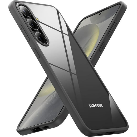 Compatible with Samsung Galaxy S24 Case, Clear Back with Colored Trim Phone Bumper Cover, Supports Wireless Charging, Slim Protective Phone Case Full Cover for Samsung S24 6.2”-Gray