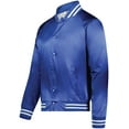 thumbnail image 1 of Satin Baseball Jacket/Striped Trim L Royal/White, 1 of 1