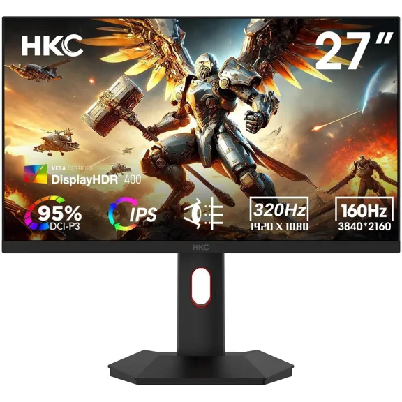 HKC G27H7P 27" 4K UHD Gaming Monitor Dual Mode 160Hz 4K Fast IPS 1ms HDR400 95% DCI-P3 Height Adjustable Ergonomic Stand HDMI 2.1 DisplayPort 1.4 Low Blue Light