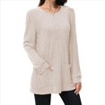 thumbnail image 2 of Camisas de Larga para Mujer, Suéteres Largos con Bolsillos, Túnicas Holgadas Albaricoque XL, 2 of 5