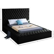 Meridian Furniture Bliss Velvet Queen Bed - Box of 3-Color:Black Velvet,Style:Contemporary