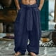 thumbnail image 1 of Ceisia Men's Gift Oversized Wide-leg Vacation Wrap-waist Pants Mid-Rise Wide Tie Waist Cotton Spandex Pants, 1 of 6