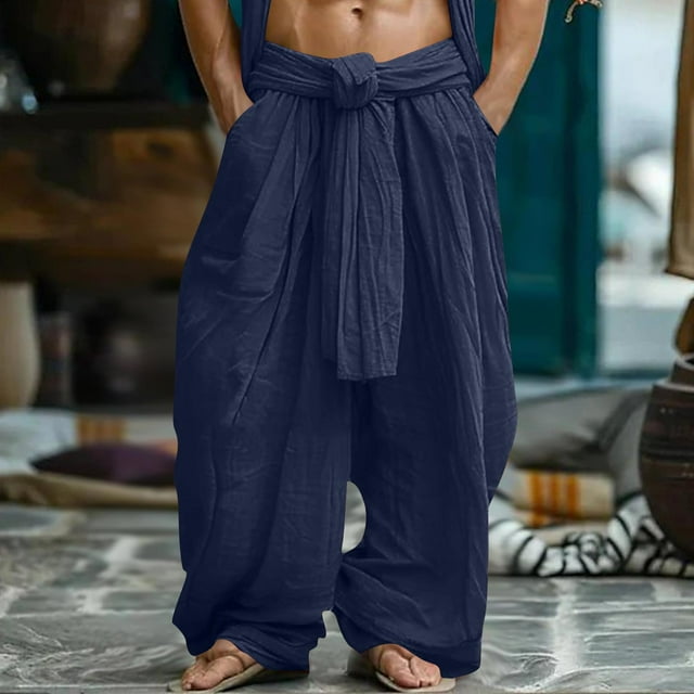 Yusimy Men's Cuffed Joggers Washed Distressed Elastic Waist Drawstring Pockets American Vintage Casual Sweatpants