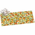 thumbnail image 2 of Hallway Runner Rug 2'x6', Green Orange Kitchen Runner Rugs Non-Slip Carpet Mats, Summer Botanical Leaves Watercolor Checkered Bedside Rugs Runners Washable Floor Carpet for Bathroom Laundry Room, 2 of 8
