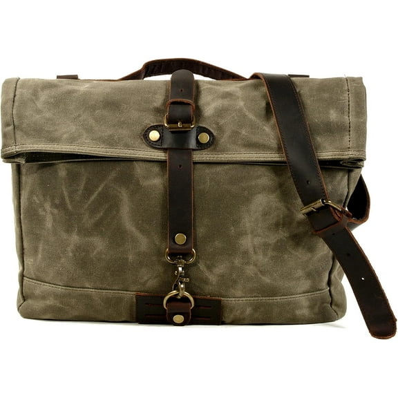 SikaFu Men's Vintage Messenger Bags Waxed Canvas Crossbody Satchel Shoulder Bag for Travel Work Office Business