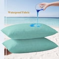 thumbnail image 4 of Turquoise Lumbar Pillow Covers 20x12 Inch Set of 2, Farmhouse Burlap Solid Teal Color Modern Linen Texture Waterproof Outdoor Pillow Covers, Decorative Cushion Pillowcases for Couch, Sofa, Bed, Patio, 4 of 9
