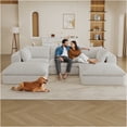 thumbnail image 3 of JERFIT 118.2 Inch Cloud Modular Sofa Couch with Removable Cushions, Feather Filled, No Assembly, Deep Seating for Living Room, Apartment, White, 3 of 9