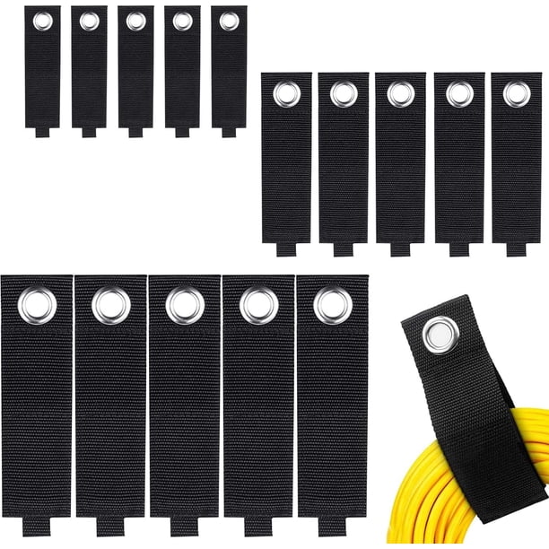 Paquete de 15 correas de almacenamiento de cables de extensión resistentes, correas de seguridad para cables, mangueras, cuerdas, vehículos recreativos, botes y garajes, almacenamiento y organización.