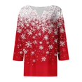 thumbnail image 5 of Drovellove Women's Casual 3/4 Length Sleeve V Neck Printed Blouse - Soft Stretchy Polyester Top for Home or Work, 5 of 5