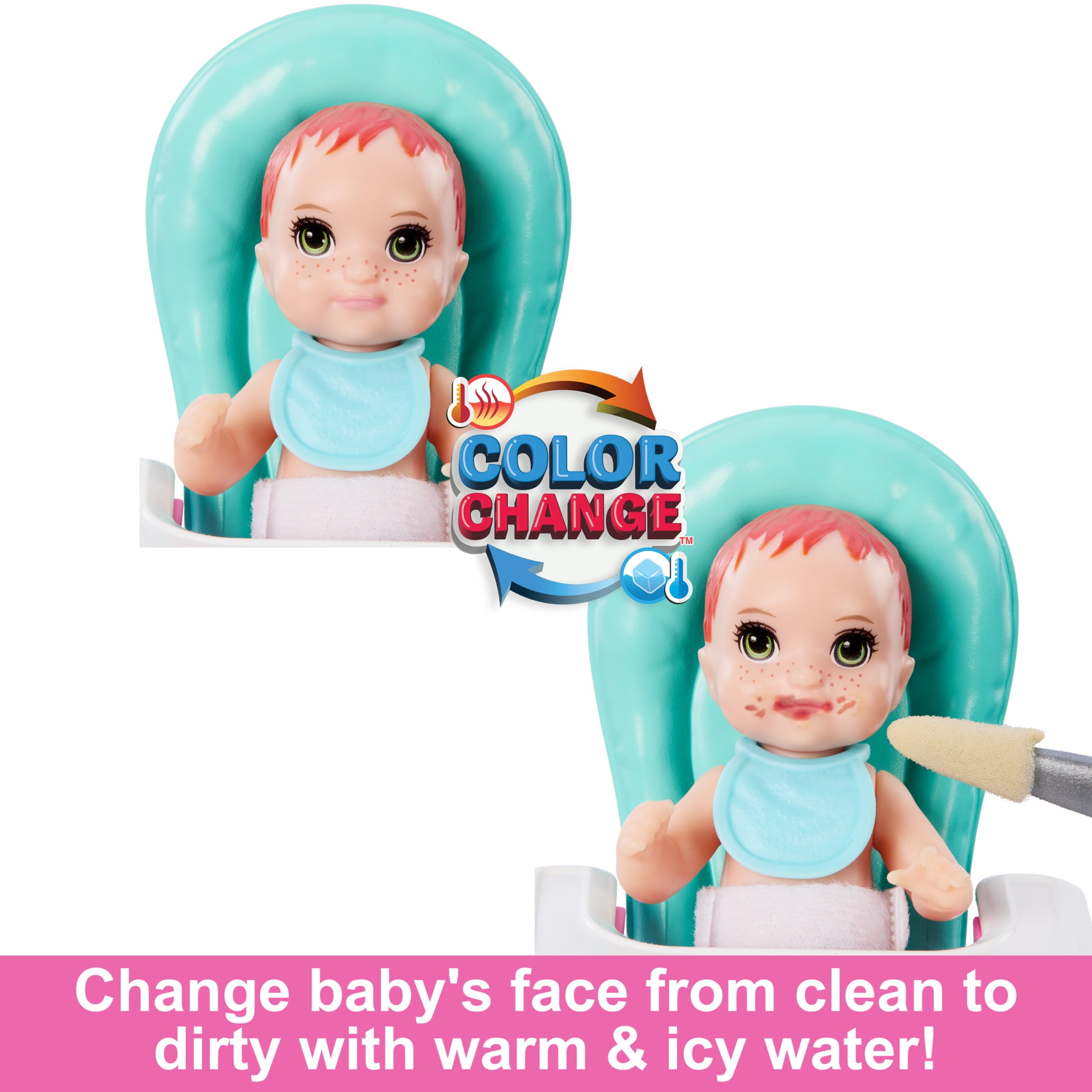 Barbie Skipper Babysitters Inc & Playset, Includes Doll, Baby, and Mealtime Accessories, 10 Piece Set