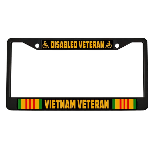 Disabled Vietnam Veteran Design Heavy Duty Metal Car License Plate Frame Auto Tag Holder