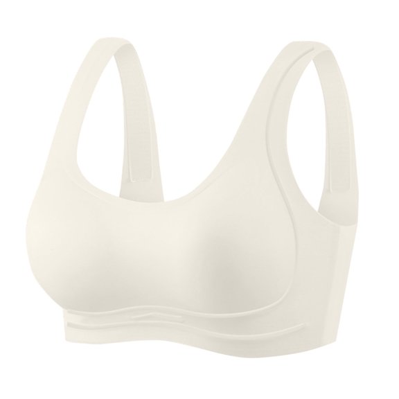 VEKDONE Seamless Sports Bras for Women No Underwire Smooth Comfort Full-Coverage Tshirt Bralette Athletic Padded Gym Underwear Everyday Bra White Size XL