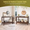 thumbnail image 3 of HomGarden 2-Shelf Wooden Patio Console Table 48-in Accent Table for Indoor Outdoor Garden – Max.440lbs, Espresso, 3 of 11