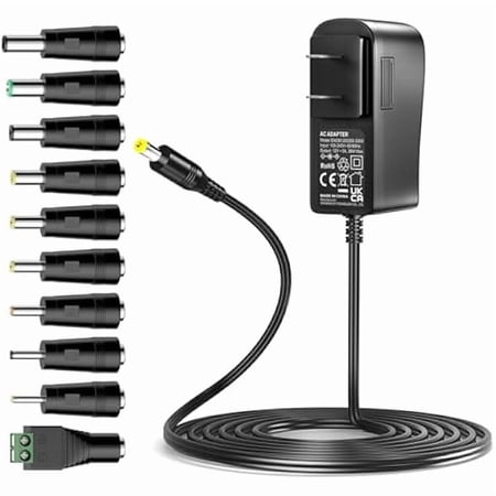 Universal AC Adapter 12V 3A Center Positive Power Supply 12 Volt 3 Amp 2.5A 2A 1.5A 1A 500mA Charger DC 12V Power Cord for Router DVD Player Speaker LED Strip Light CCTV Security Camera