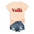 thumbnail image 4 of TSADFHJI Chandail en Molleton Col Rond Femme Graphique Couleur Unie Mode Décontractée Imprimé Lettre Col Rond Manches Courtes T-Shirt Haut L Beige, 4 of 4