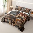 thumbnail image 3 of meiyoeat Vintage Flag Deer Bed Spread Queen, Rustic Hunting Print Queen Coverlet Set For Boys,3 Pieces, 3 of 7