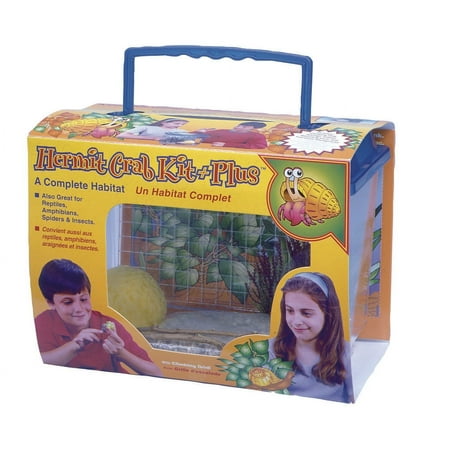 Penn-Plax Hermit Crab Starter Kit Plus Plastic Terrarium Habitat for Crabs Amphibians or Insects