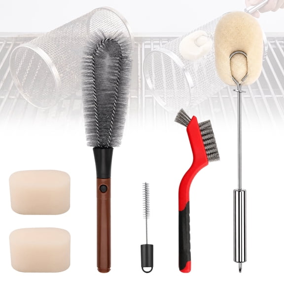 Lafati 3-Piece BBQ Grill Basket Cleaner Kit, Heavy Duty Grill Brush Set for Rolling Basket, Fathers Day Gifts