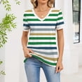 thumbnail image 2 of Turilly Casual Tops for Women Striped Printed Short Sleeve Blouses V-Neck Pullover Comfy Breathable Top, 2 of 6