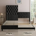 thumbnail image 3 of VanAcc Velvet Upholstered Platform Bed Frame with Button Tufted Wingback Headboard,Grey,King, 3 of 8