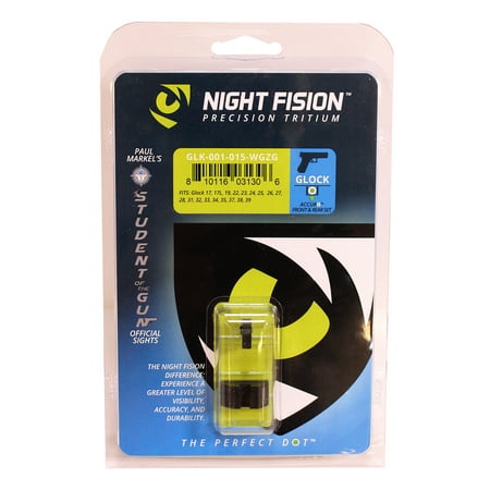 Night Fision GLK001015WGZ Night Sight Set Accur8 Front/Square Rear Glock 17/17L/19/22-28/31-35/37-39 Green Tritium w/White Outline Front Black