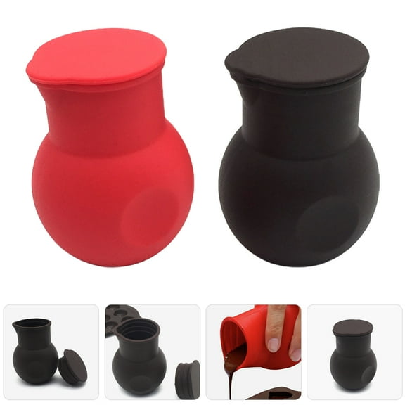 TEHAUX 2-Piece Nonstick Silicone Fondue Pot Set for Melting Butter, Cheese, Chocolate in Assorted Colors
