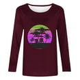 thumbnail image 4 of BangWanChi Long Sleeve Shirts for Women Women's Retro Fashion Classic Print Long Sleeved Round Neck Tops/shirt, 4 of 4