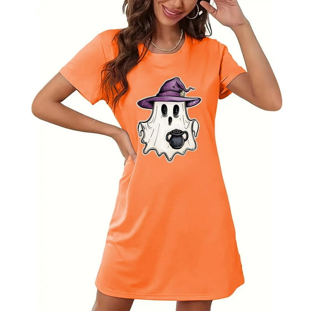 Camisón corto de talla grande para mujer, camisón de manga corta con estampado de pecho a la moda, camisón para mujer
