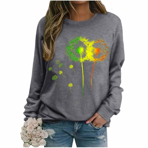 Yteetum Crewneck Sweatshirts for Women Oversize Hopes Loved Floral Graphic Print Shirt Pullover Hoodless Sweatshirt Top Womens Round Neck Loose Raglan Sleeve Long Sleeve Sweatshirt Fall Clothes