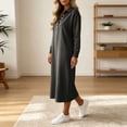 thumbnail image 4 of Sheghy Summer Dresses 2026 Autumn Winter Lapel Half Button Drop Shoulder Relaxed Fit Solid Shirt Dress Black S, 4 of 6