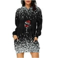 thumbnail image 1 of Pisexur Robe de Noël pour Femmes Mode Imprimé Verres de Vin Rouge Robe de Fête Décontractée à Manches Longues avec Capuche Robe d'Automne de Noël Mini Robe avec Poches, 1 of 4