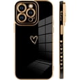 thumbnail image 4 of Compatible with iPhone 14 Pro Case Love Heart Plating Electroplate Luxury Elegant Case Camera Protector Soft TPU Shockproof Protective Corner Back Cover iPhone 14 Pro Case -Black, 4 of 11