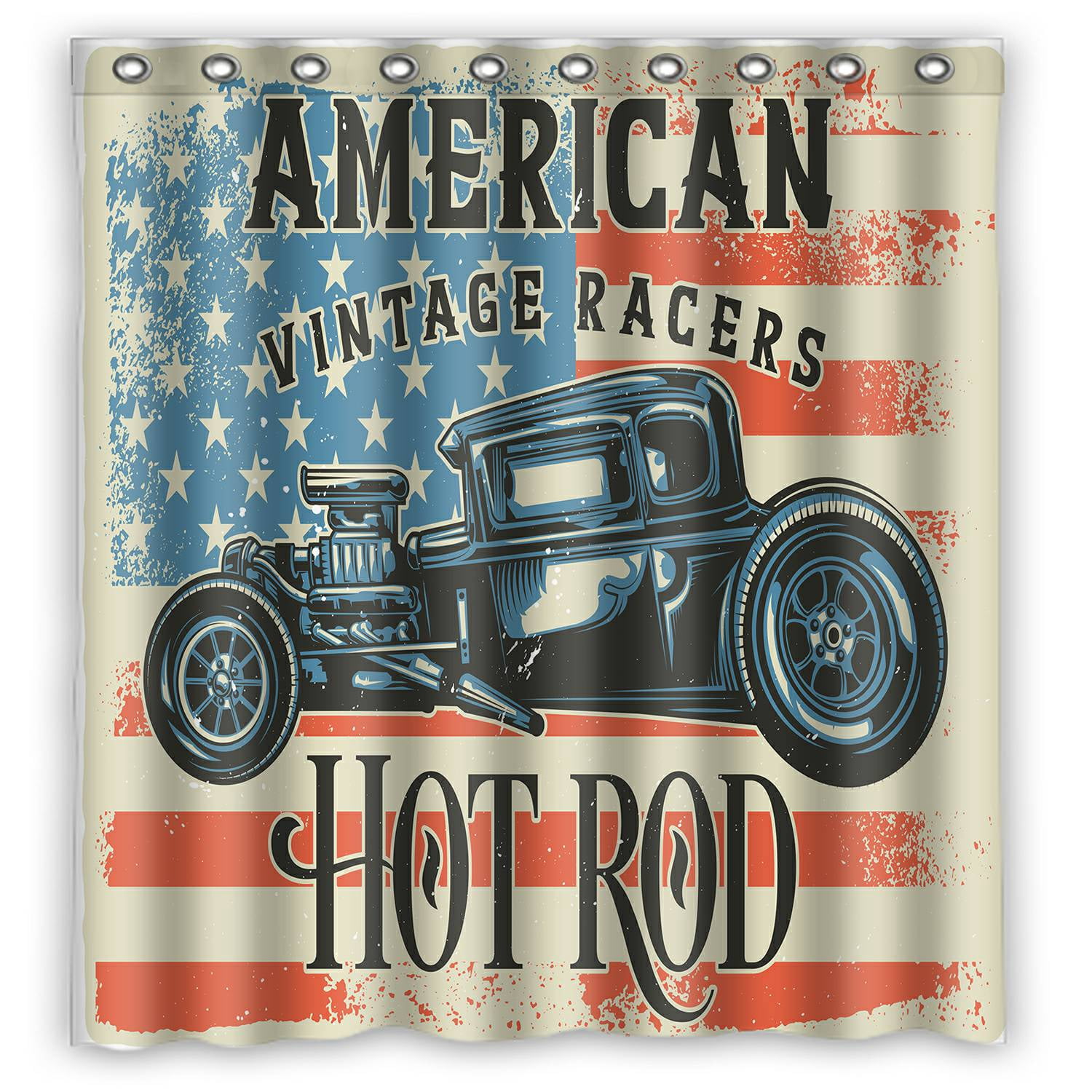 ECZJNT hot rod American Vintage Races Shower Curtain Bathroom