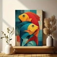 thumbnail image 6 of Colorful Cartoon Fish Canvas Whimsical Ocean Living Bedroom Bath Wall Art, 6 of 8