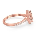 thumbnail image 2 of Halo Princess Cut Wedding Ring Rose Tone Morganite CZ 925 Sterling Silver Size 7, 2 of 7