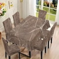 thumbnail image 2 of TSOVTHRID Brown Marble Texture Print 7 Pcs Tablecloth Chair Covers Set Stretchable Washable Rectangle Table Cover with Seat Slipcovers for Dining Room Banquet Wedding Party Kitchen Decor, 2 of 6