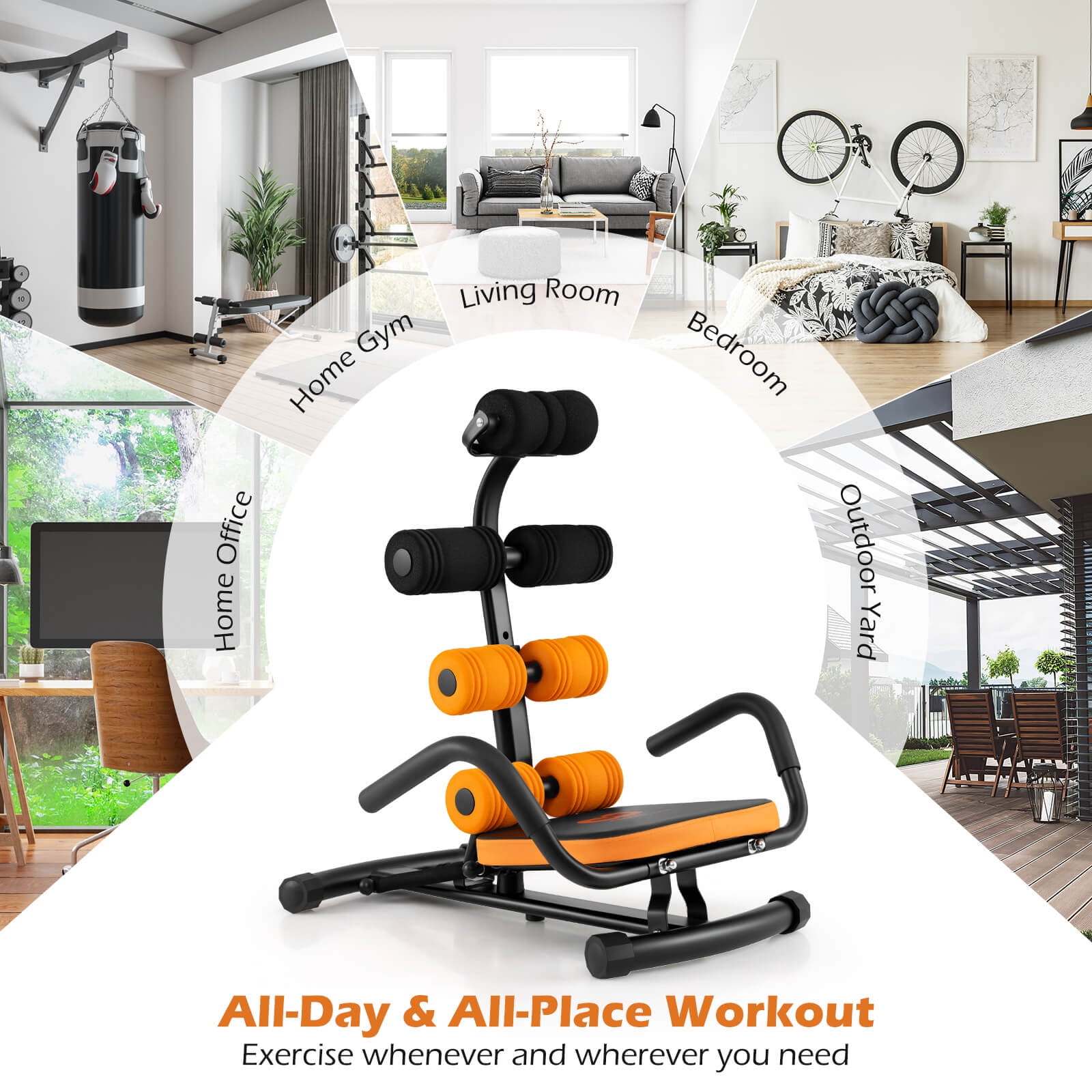 Costway Core Ab Trainer Bench Abdominal Stomach Exerciser Workout Gym Fitness Machine