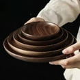 thumbnail image 2 of Black Walnut Tray Wooden Round Log Dinner Plate Creative Jewelry Storage Tray Tea Table Fruit Snacks Snacks Dessert Container Whole wood 18cm, 2 of 6