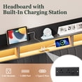 thumbnail image 5 of Amolife Queen Size Bed Frame, Platform Bed with RGB LED Lights & Charging Station, Velvet Wingback Headboard, Easy Assembly, No Box Spring Needed, Black, 5 of 10